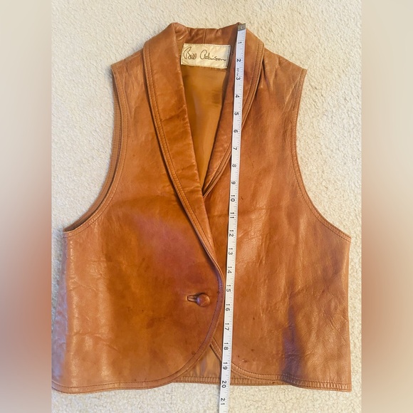 *Bill Atkinson* Vintage Tan Leather Western Vest Size S - Picture 14 of 16